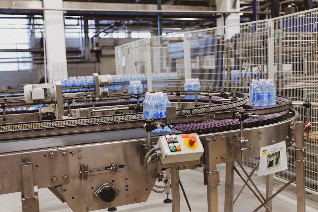 Bottles of Water in Factory